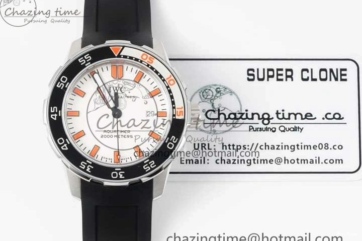 MIROTIME 0120 Aquatimer Automatic SS RSF 1:1 Best Edition White Orange Dial on Black Rubber Strap A Supportive 7069